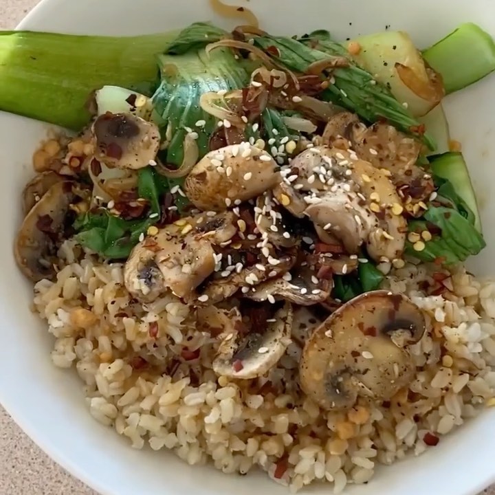 Bok Choy and Mushroom Rice Bowl