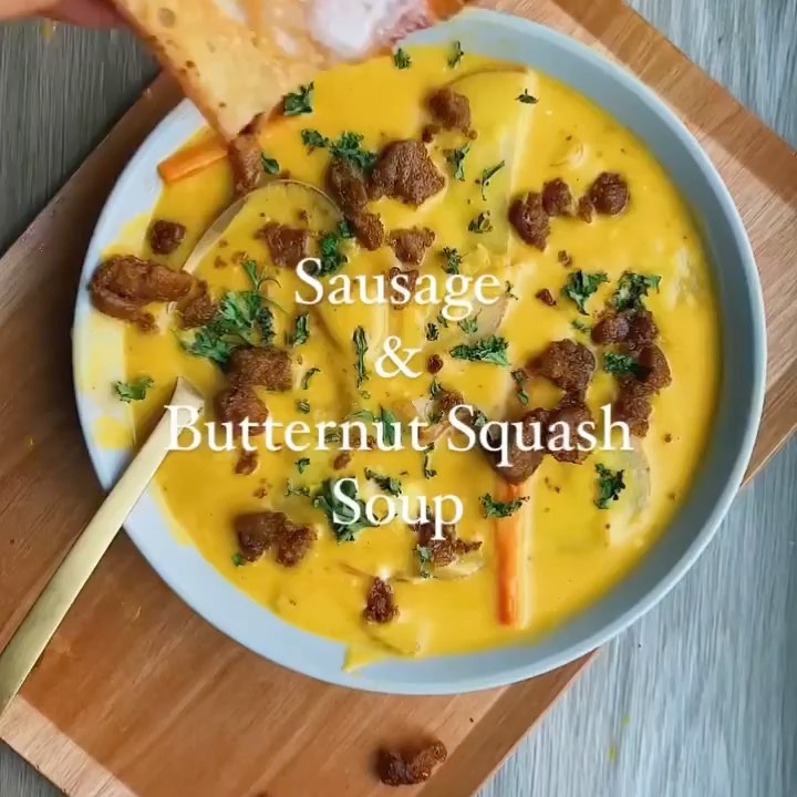 Vegan Sausage and Roasted Butternut Squash Soup