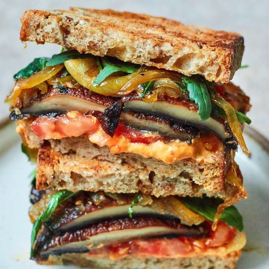 Roasted Portobello and Caramelized Onion Sandwich