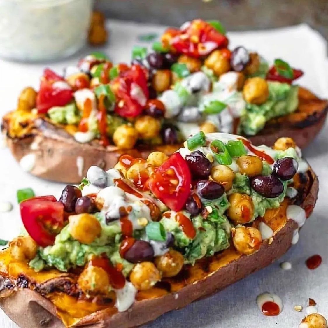Baked Sweet Potatoes with Toppings