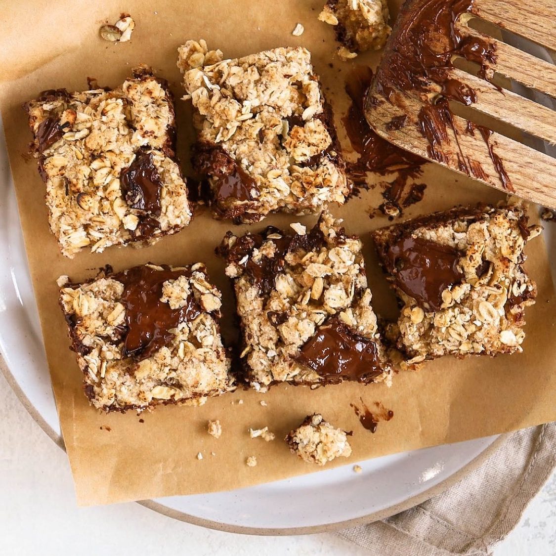 Vegan Dark Chocolate Oatmeal Cookie Bars