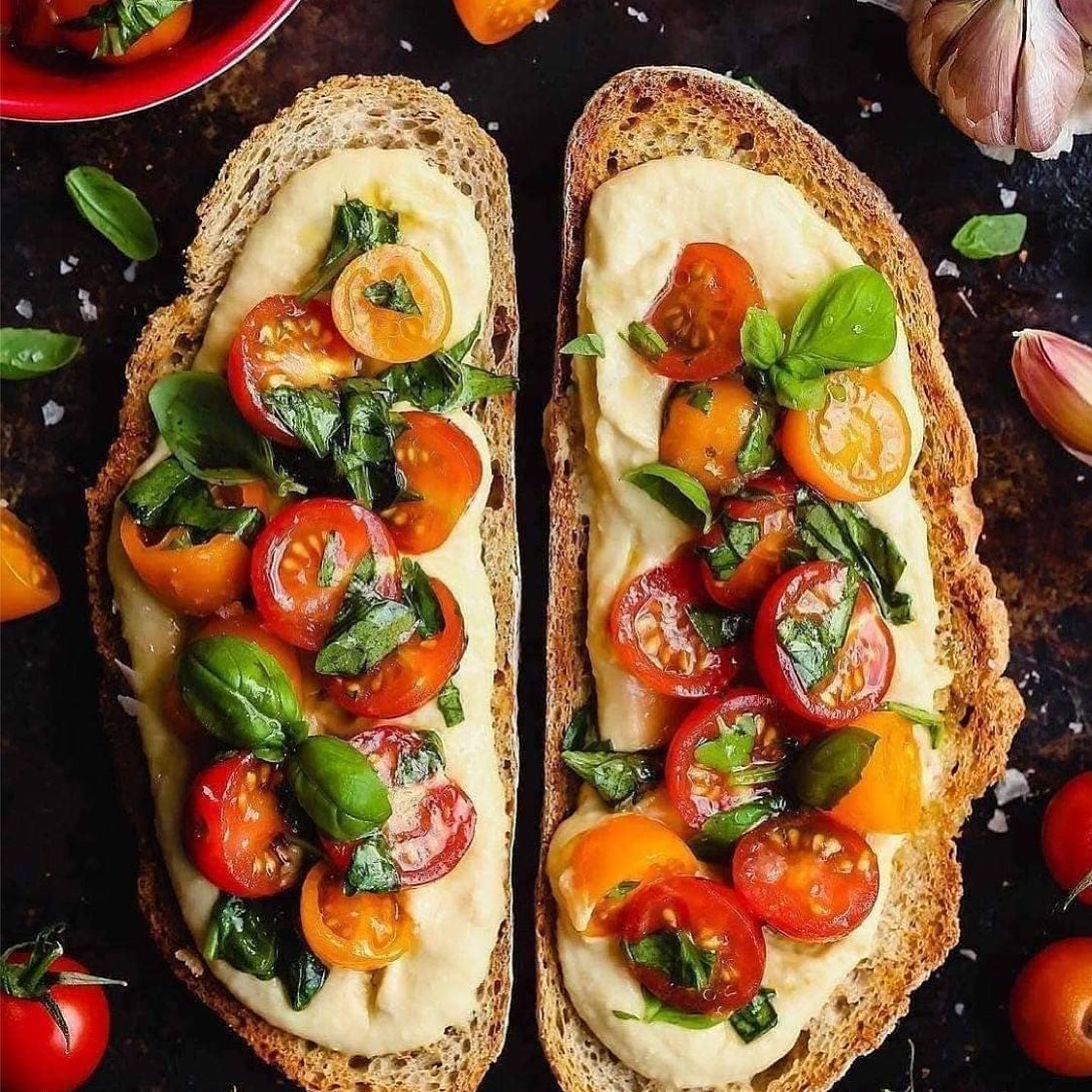 Hummus and Tomato Bruschetta