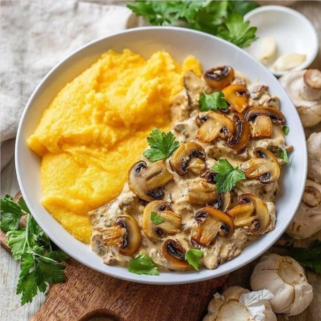 Creamy Mushrooms with Polenta