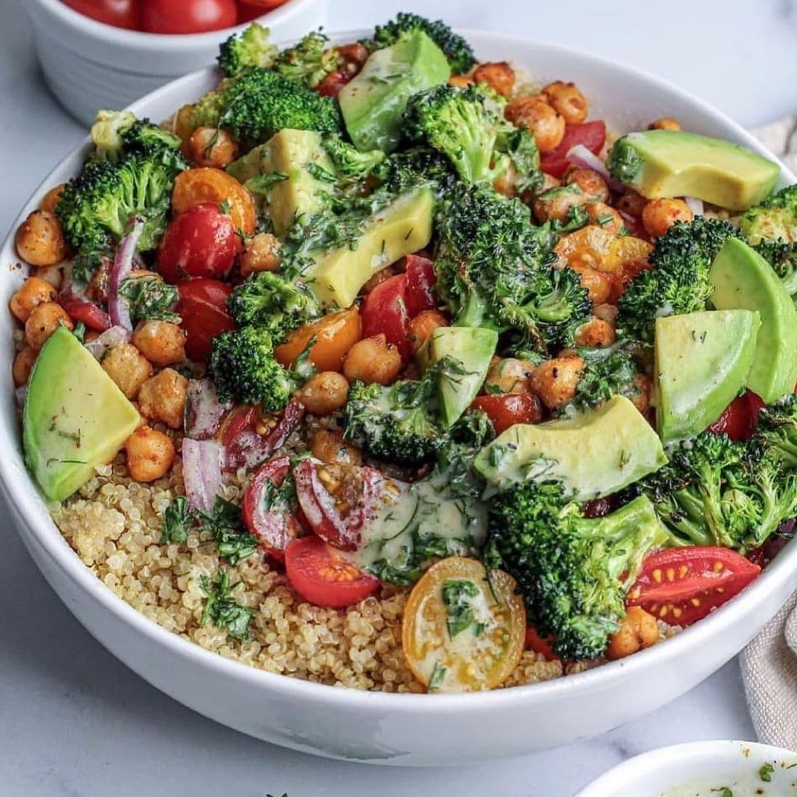 Roasted Broccoli Quinoa Salad with Vinaigrette