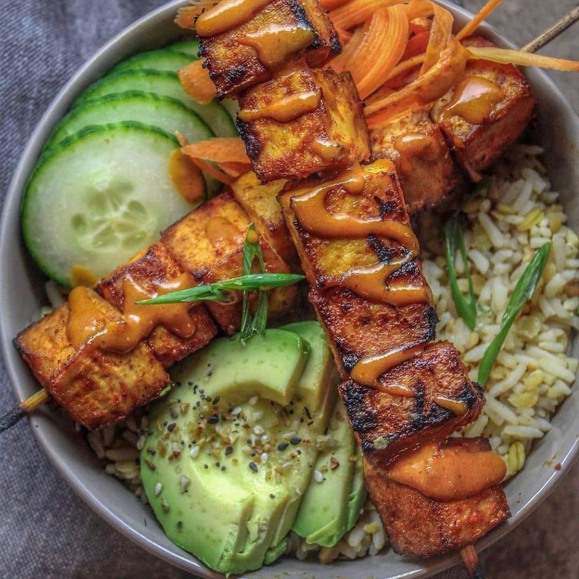 Tofu Satay Skewer Bowls