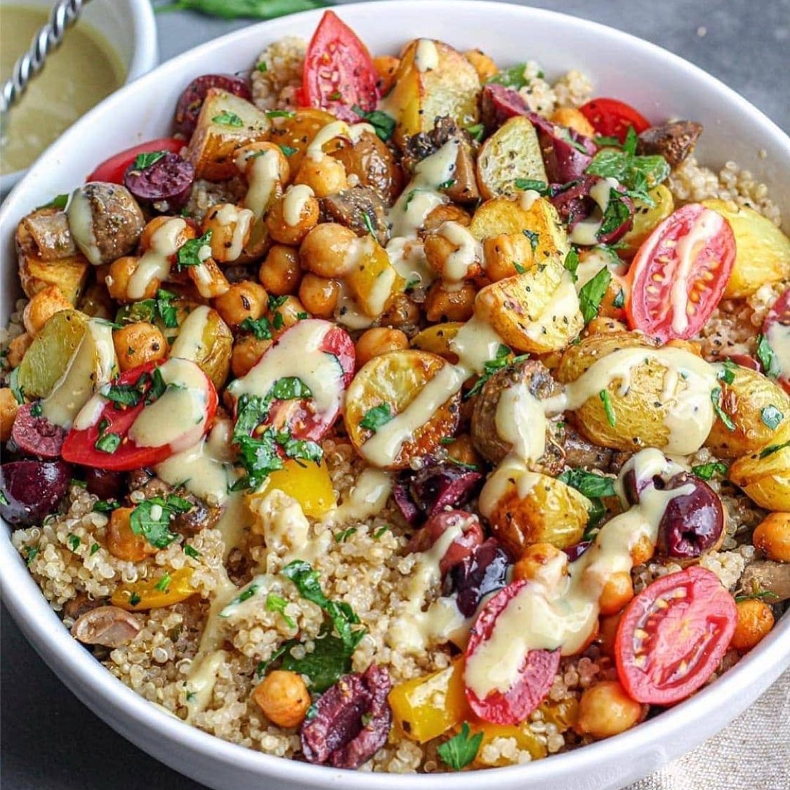 Roasted Potato and Chickpea Quinoa Salad