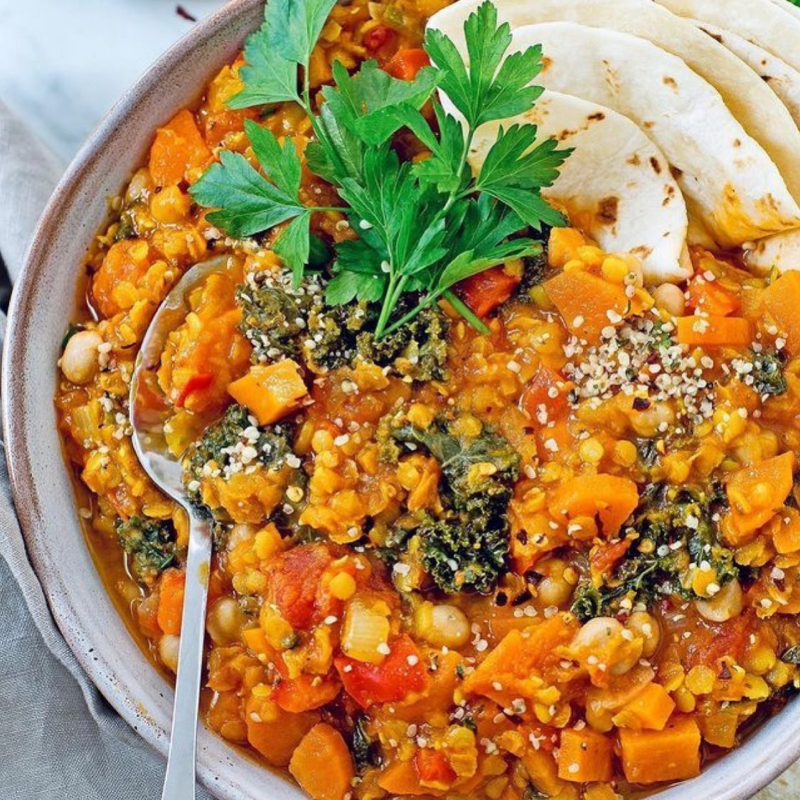 Curried Zucchini and Red Lentil Stew