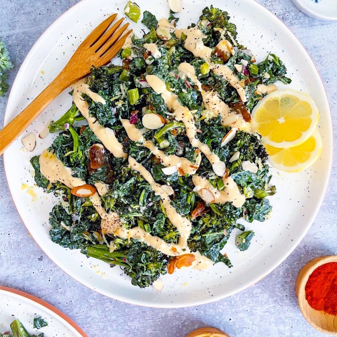 Roasted Broccolini Salad with Lemon, Apricots, and Kale