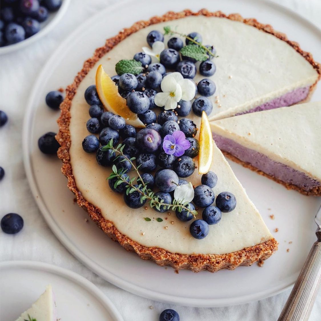 White Chocolate and Blueberry Cheesecake Tart