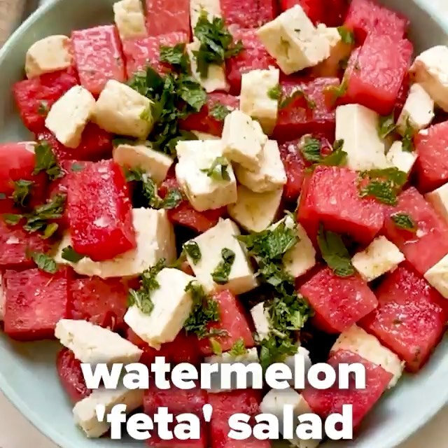 Watermelon Tofu Feta Salad