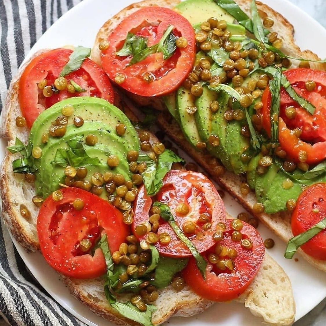 Avocado Toast with Lentils and Hot Sauce