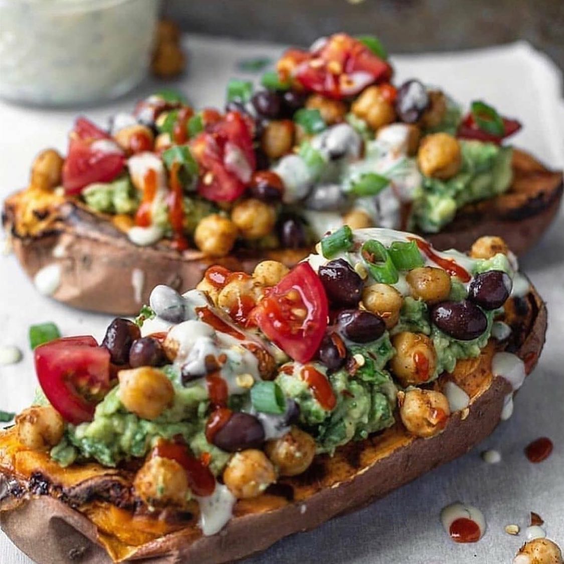 Baked Sweet Potatoes with Toppings
