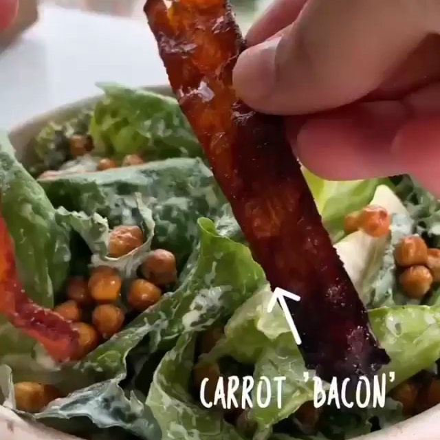 Carrot Bacon Caesar Salad