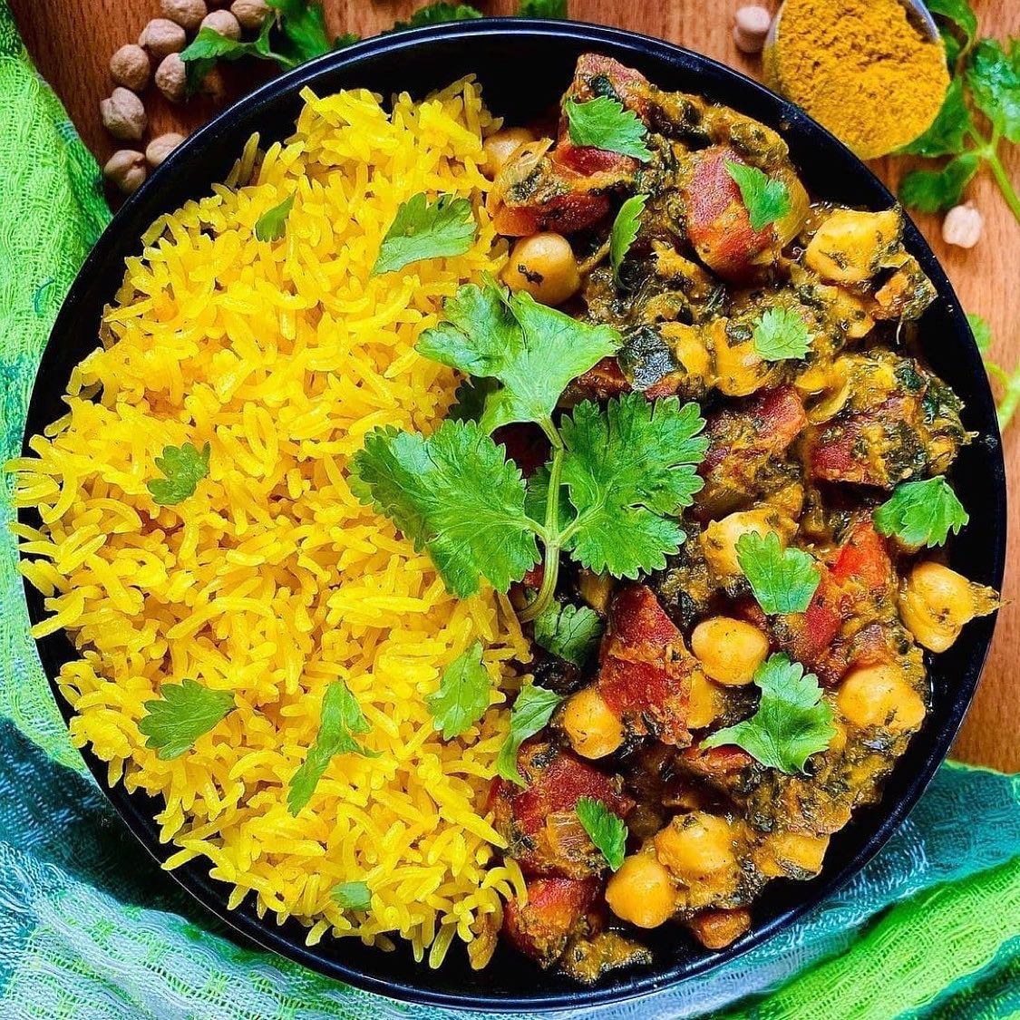Chickpea Curry with Yellow Coconut Rice