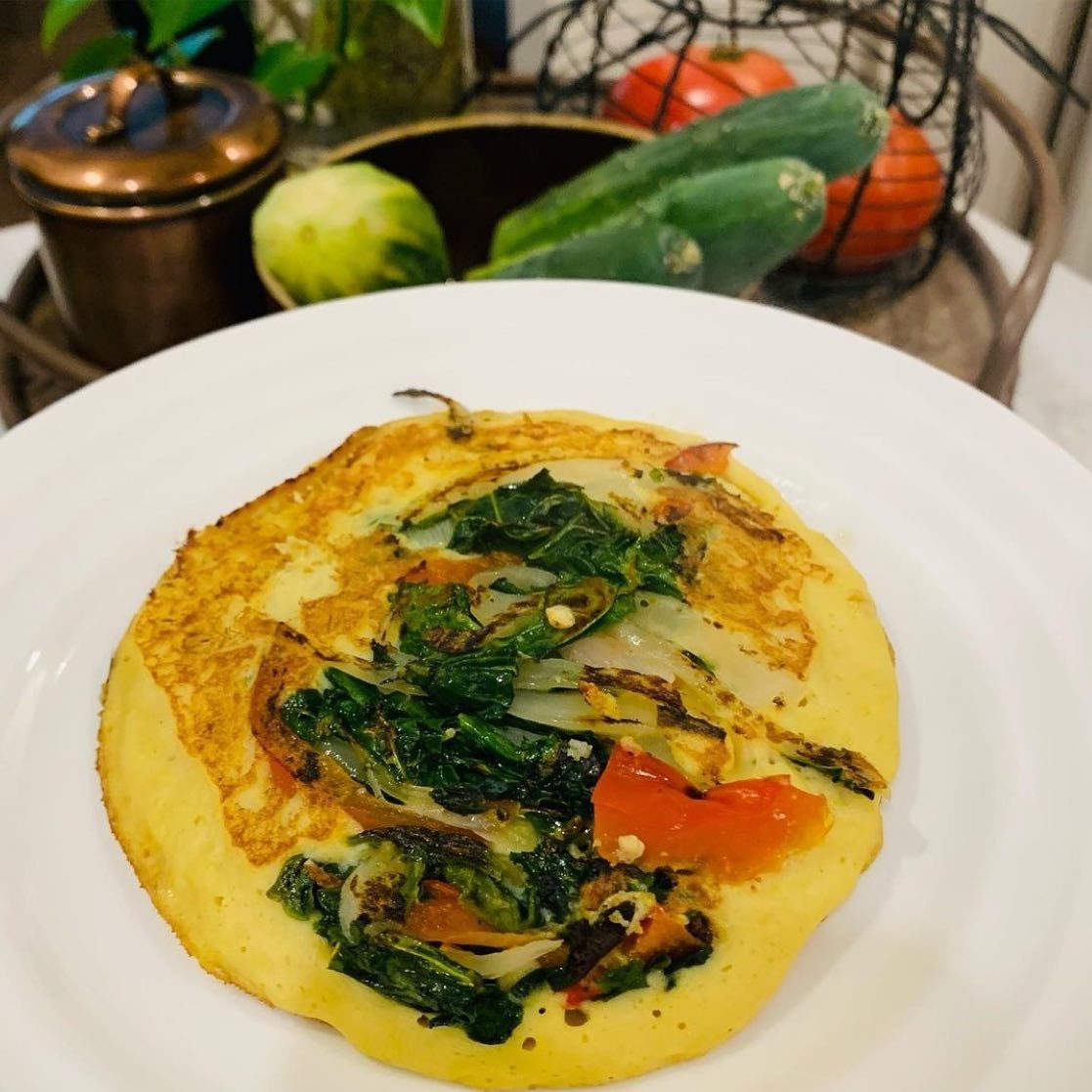 Vegan Tofu Chickpea Omelette with Vegetables