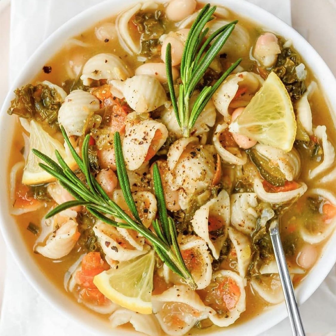 Lemon Rosemary Kale Noodle Soup