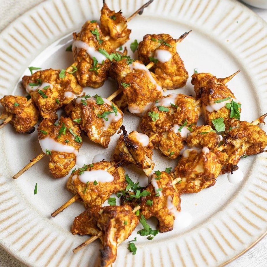 Spicy Cauliflower Tikka Skewers