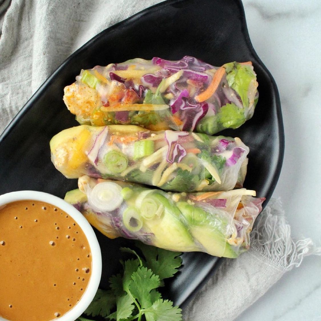 Fresh Tofu Spring Rolls with Peanut Sauce
