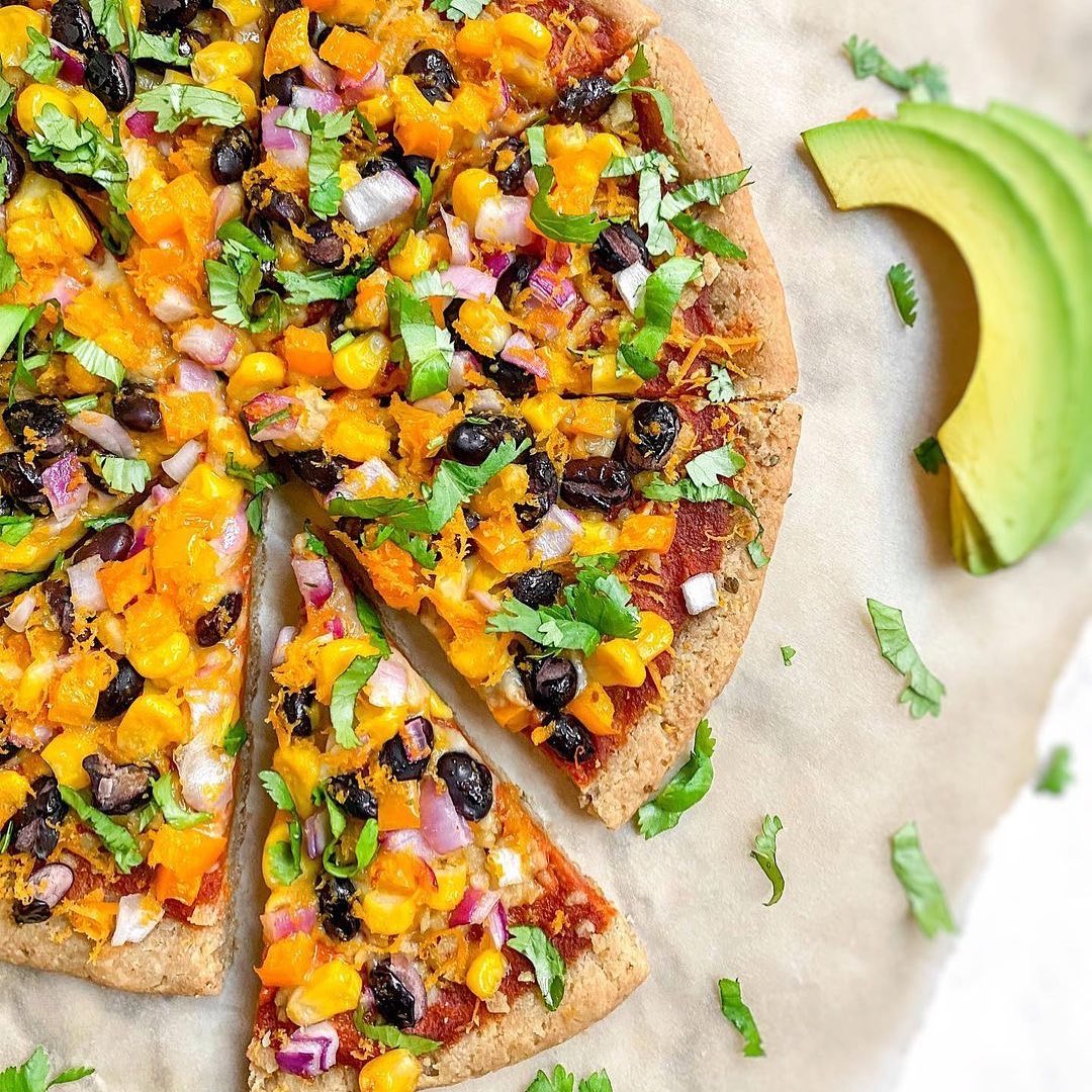 Vegan Chipotle Pizza with Fresh Vegetables