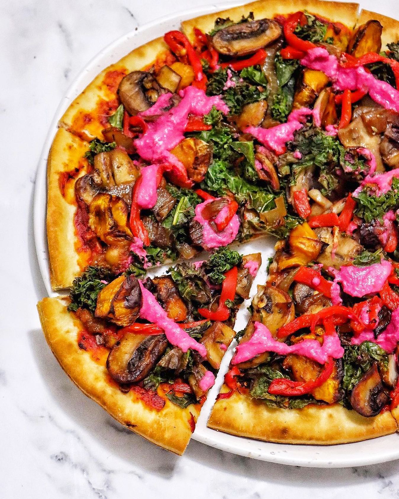 Beetroot Hummus Vegetable Pizza