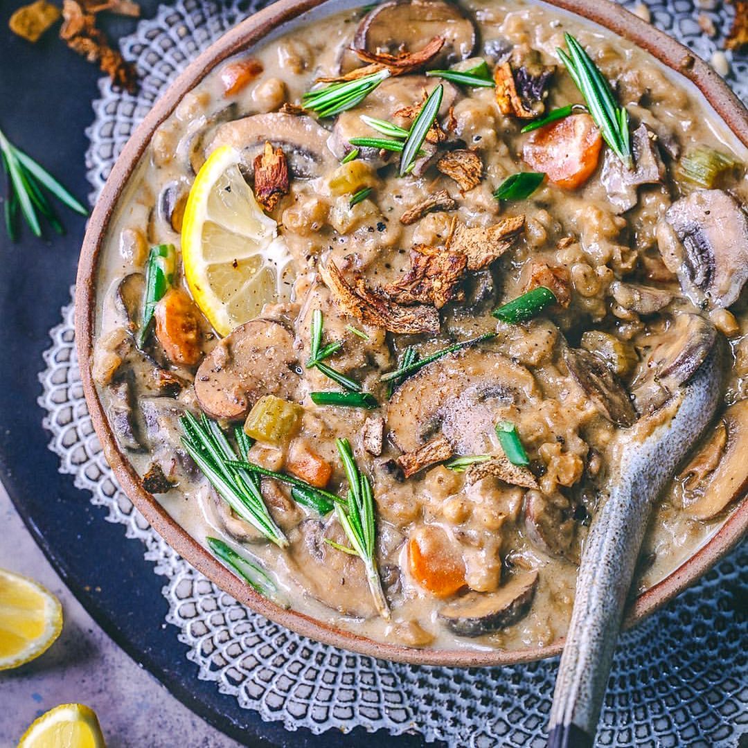Creamy Mushroom Soup with Barley