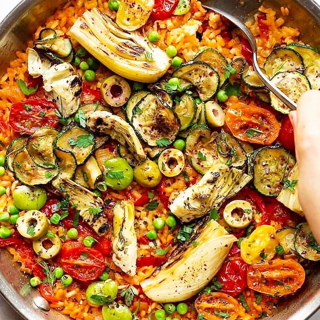 Vegan Paella with Shiitake Stock