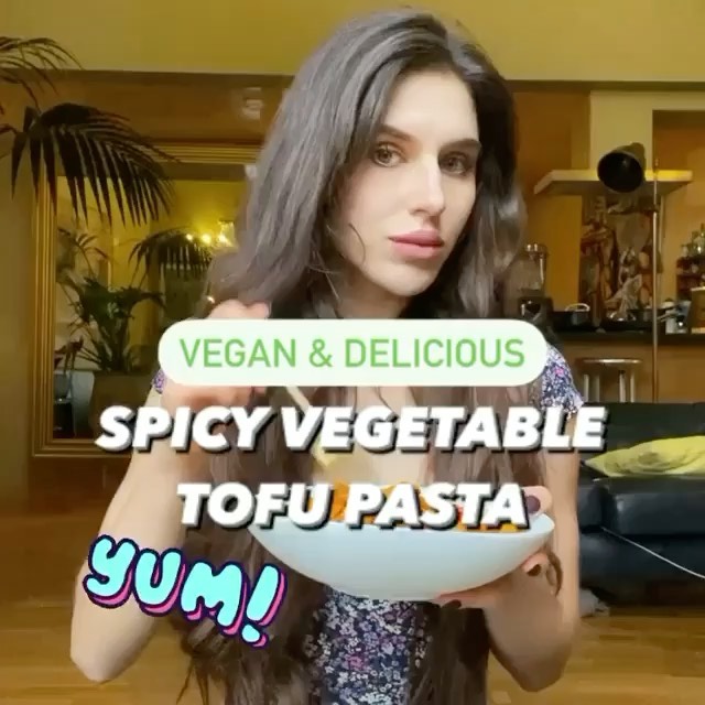 Vegan Spicy Pasta with Vegetables and Tofu