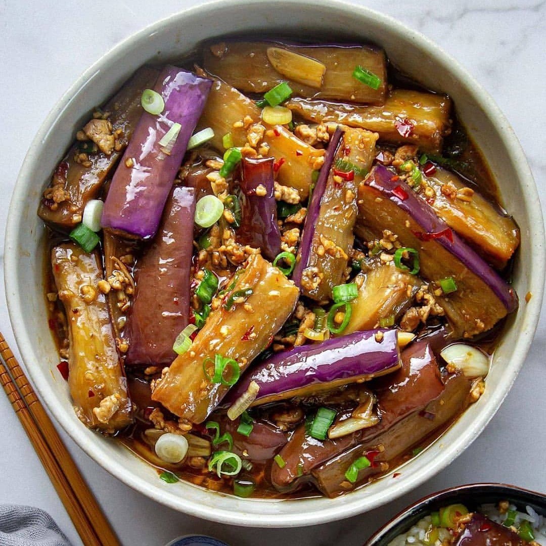 Vegan Spicy Garlic Eggplant Stir Fry