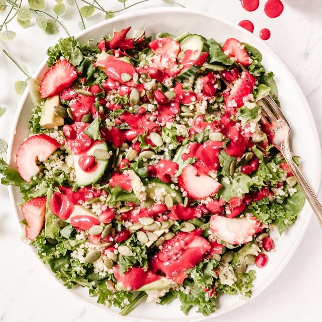 Summer Quinoa Salad with Raspberry Balsamic Vinaigrette