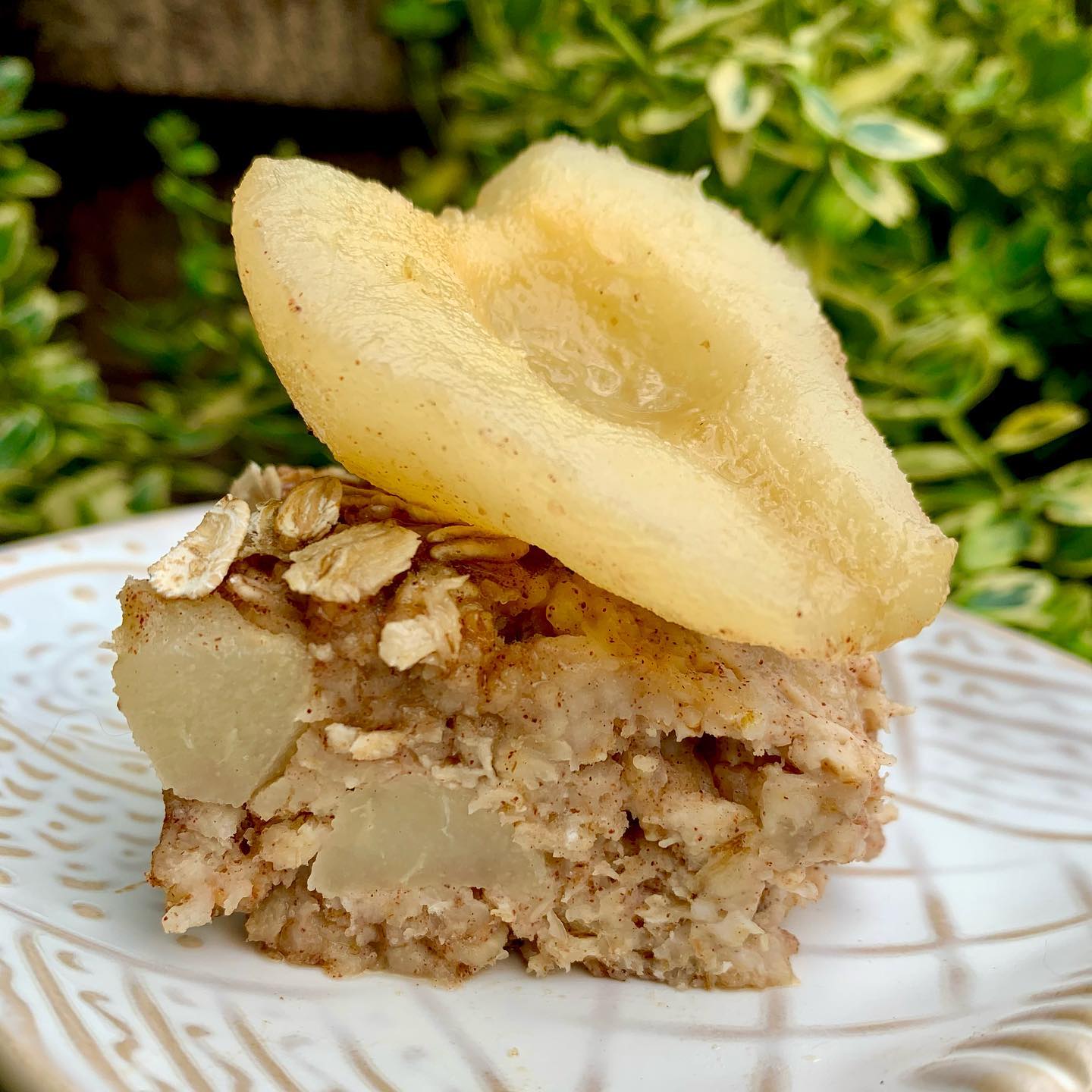 Baked Pear Oats with Coconut Cream