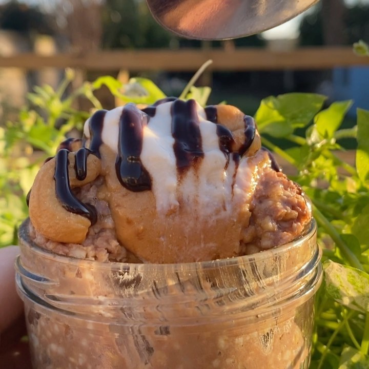 Chocolate and Nut Overnight Oats for Breakfast in the Sun