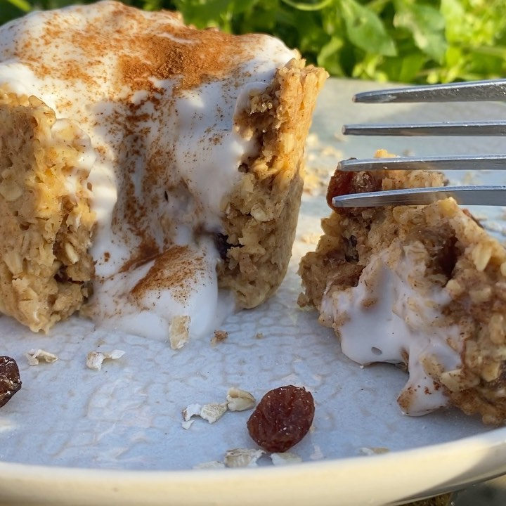 Quick and Easy Cinnamon Roll Baked Oats in a Mug