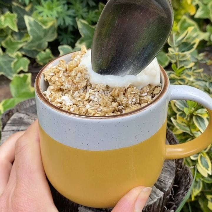 Quick and Healthy Apple Breakfast Crisp in a Mug