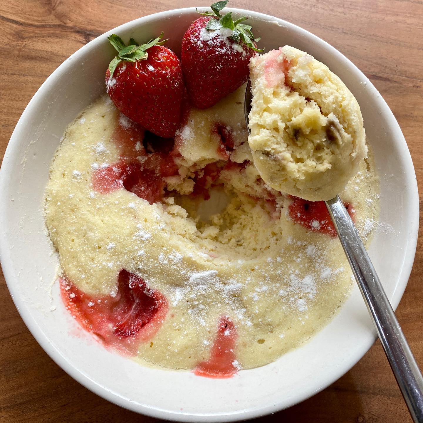 Strawberry Banana Bread in a Bowl Quickly