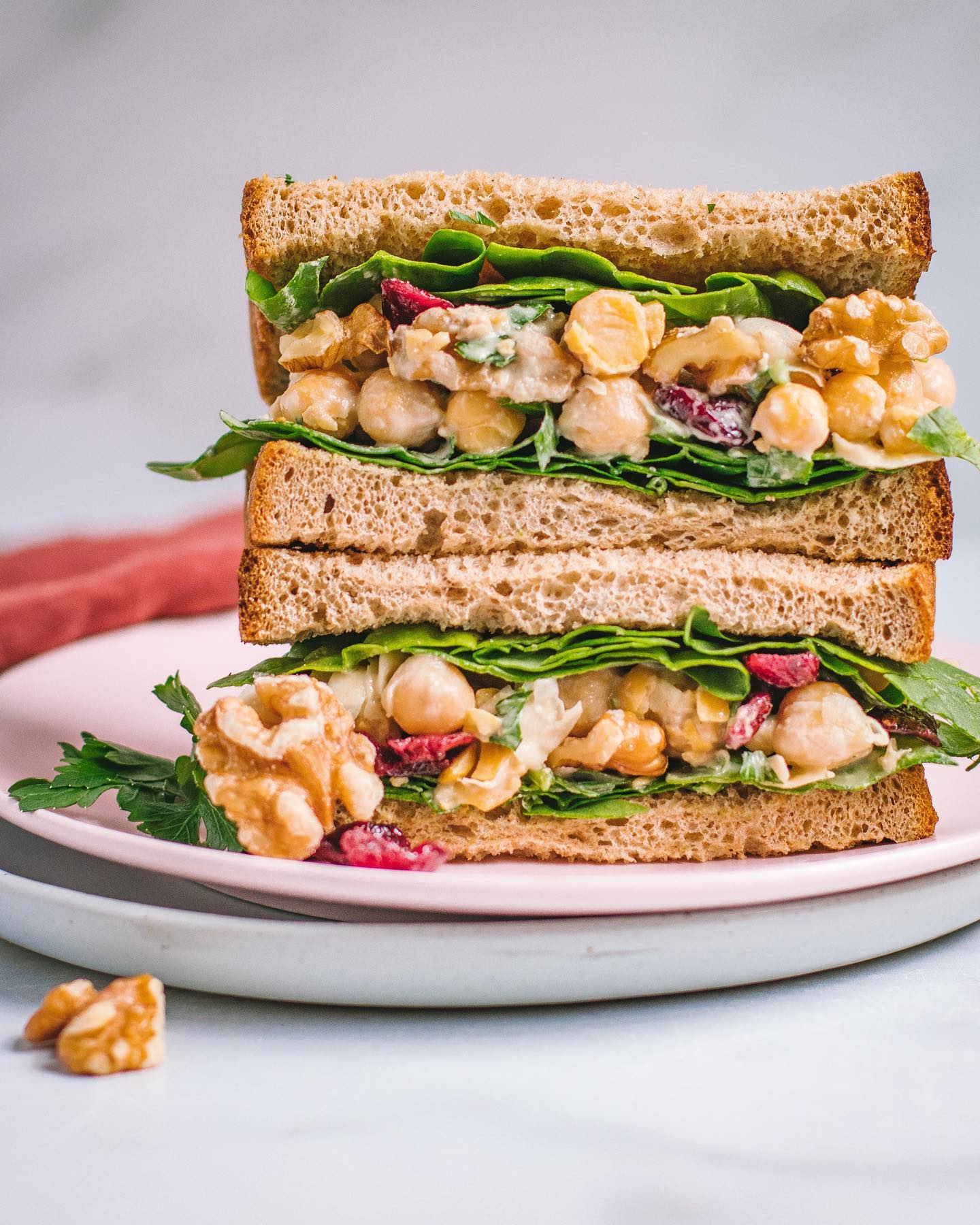 Fall Chickpea Salad with Cranberries and Walnuts