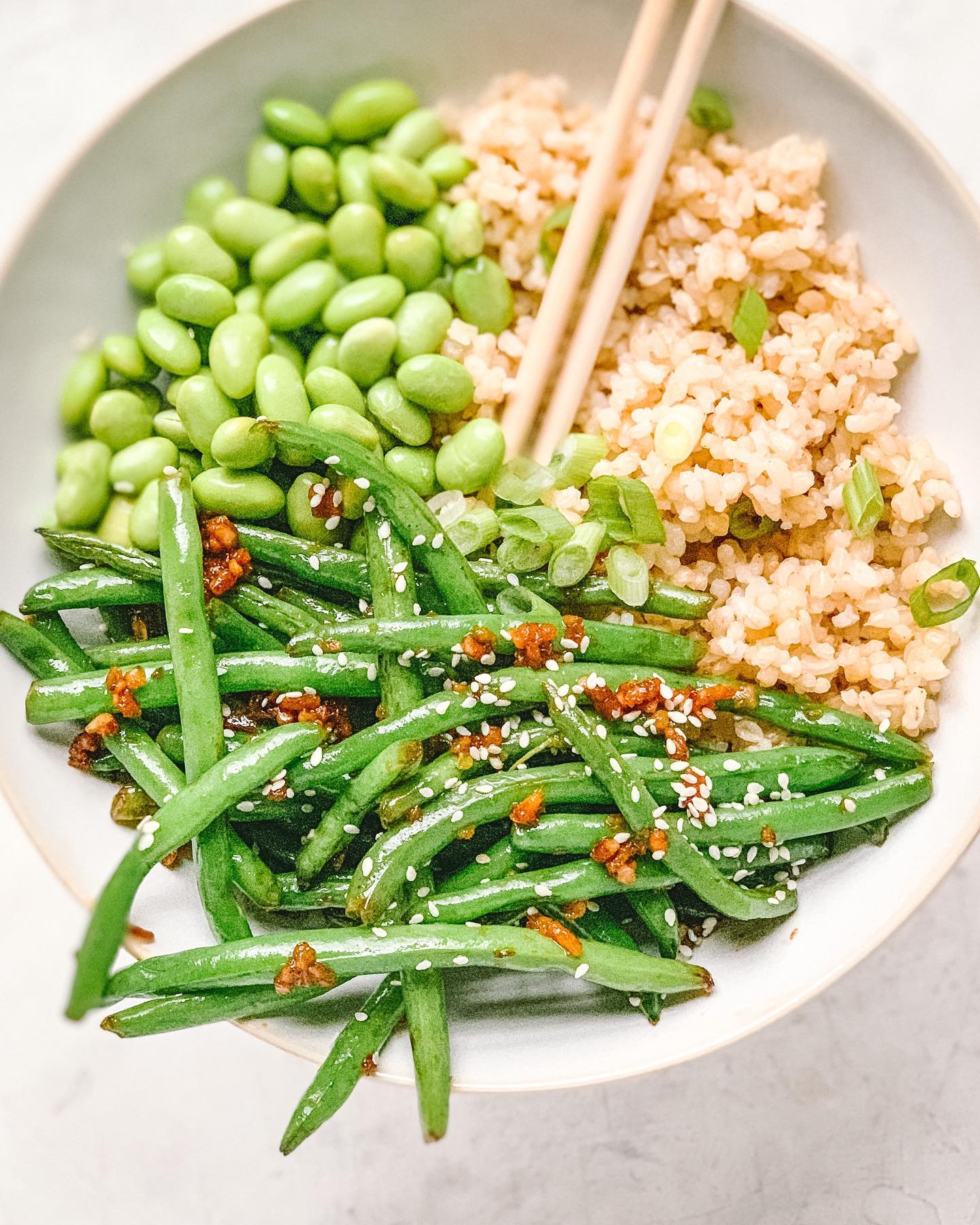 Sesame Garlic String Bean Bowls