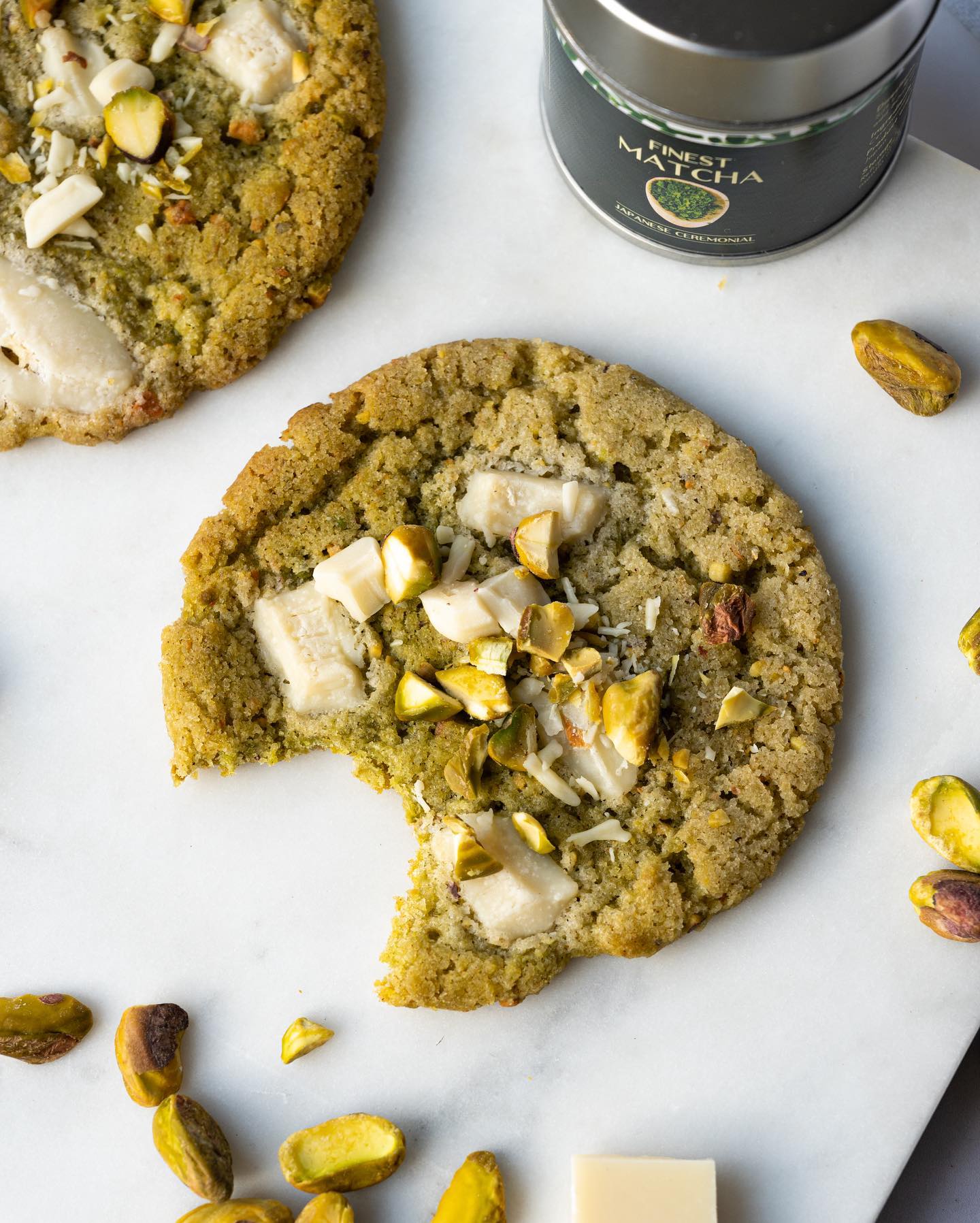 Matcha and Pistachio Cookies with White Chocolate