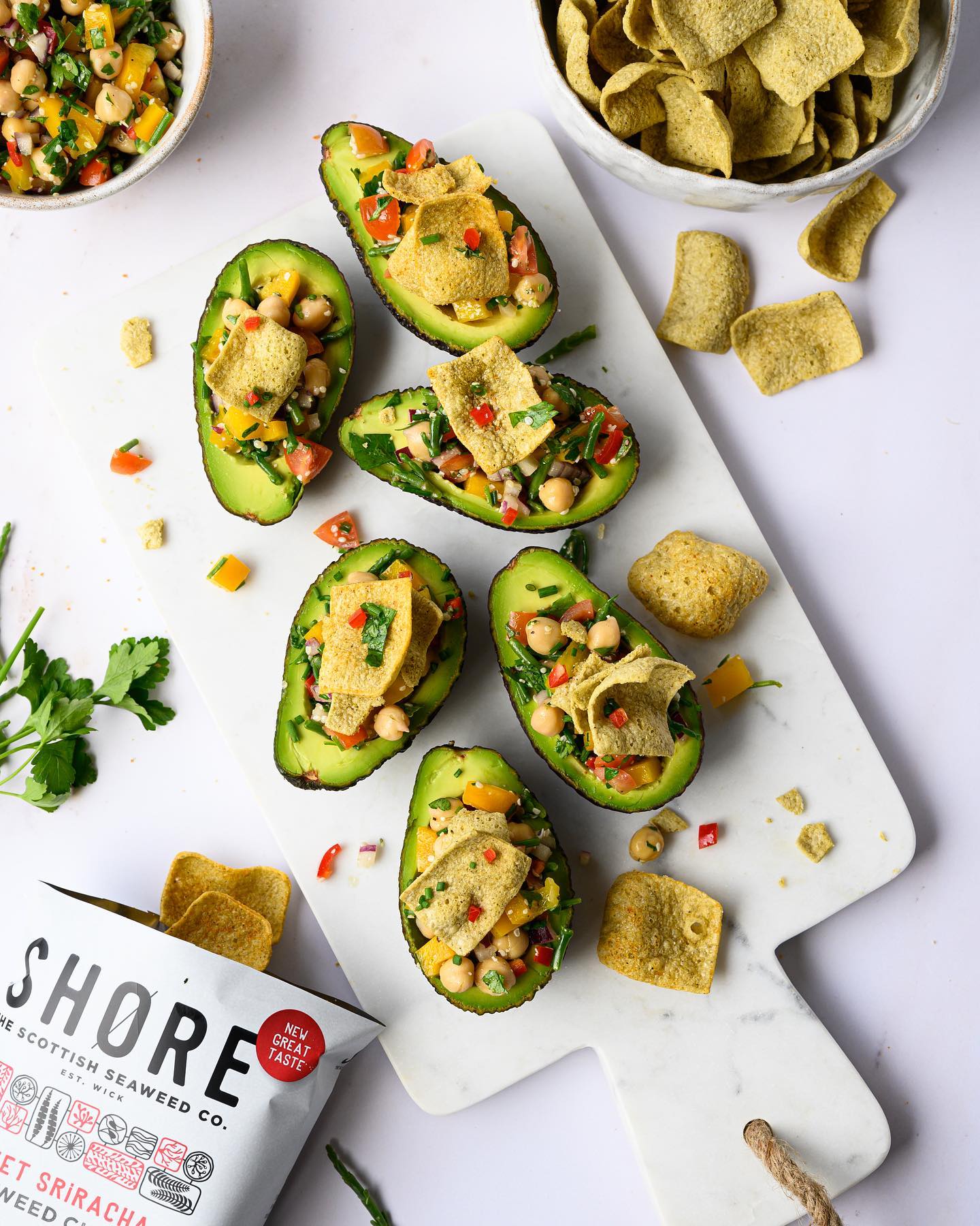 Stuffed Avocados with Seaweed Crunch