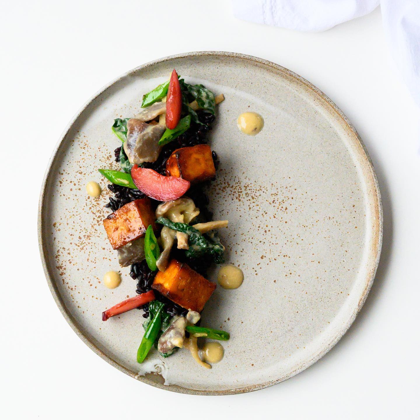Black Venus Rice with Miso Glazed Tofu Stir Fry