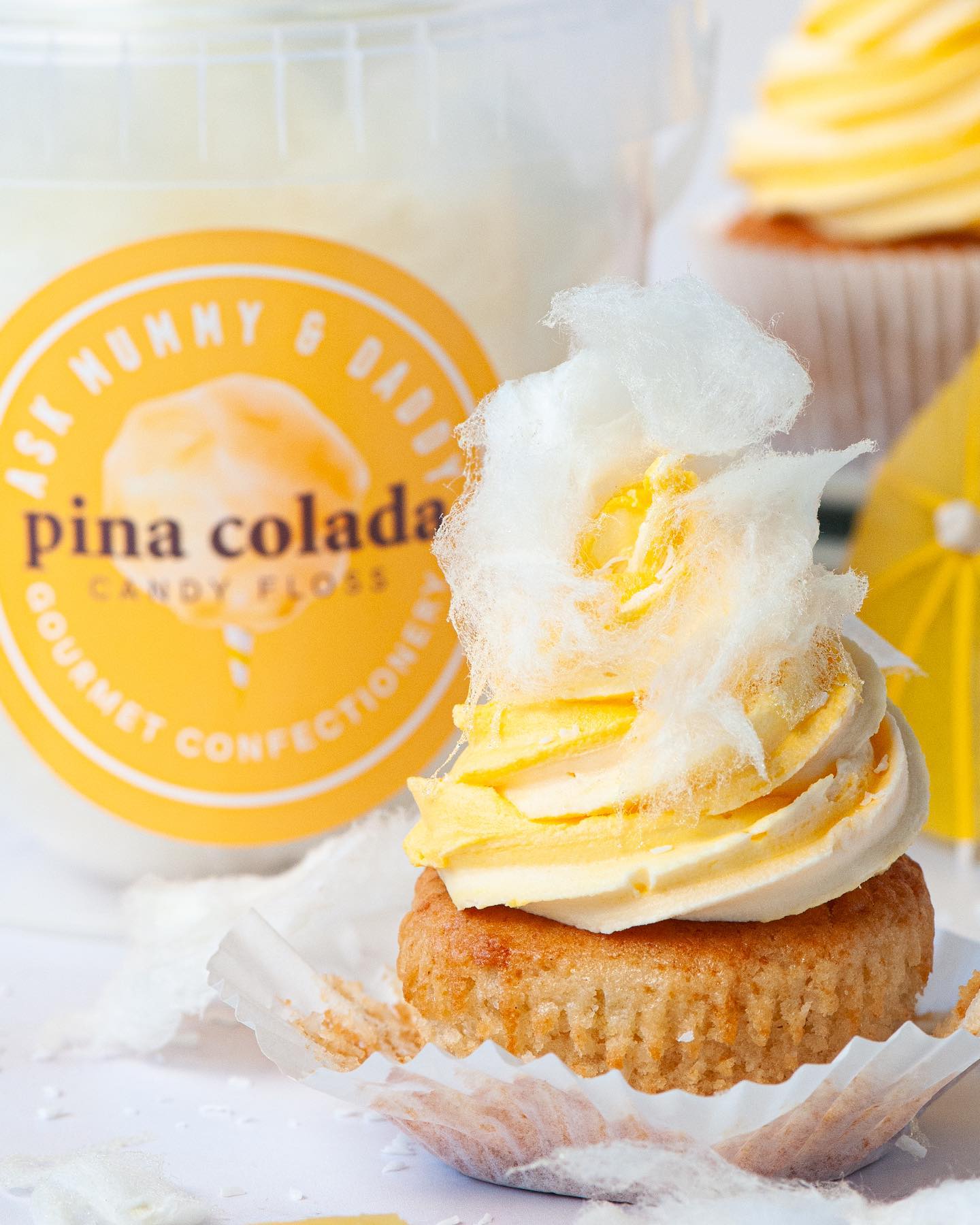 Piña Colada Candy Floss Cupcakes