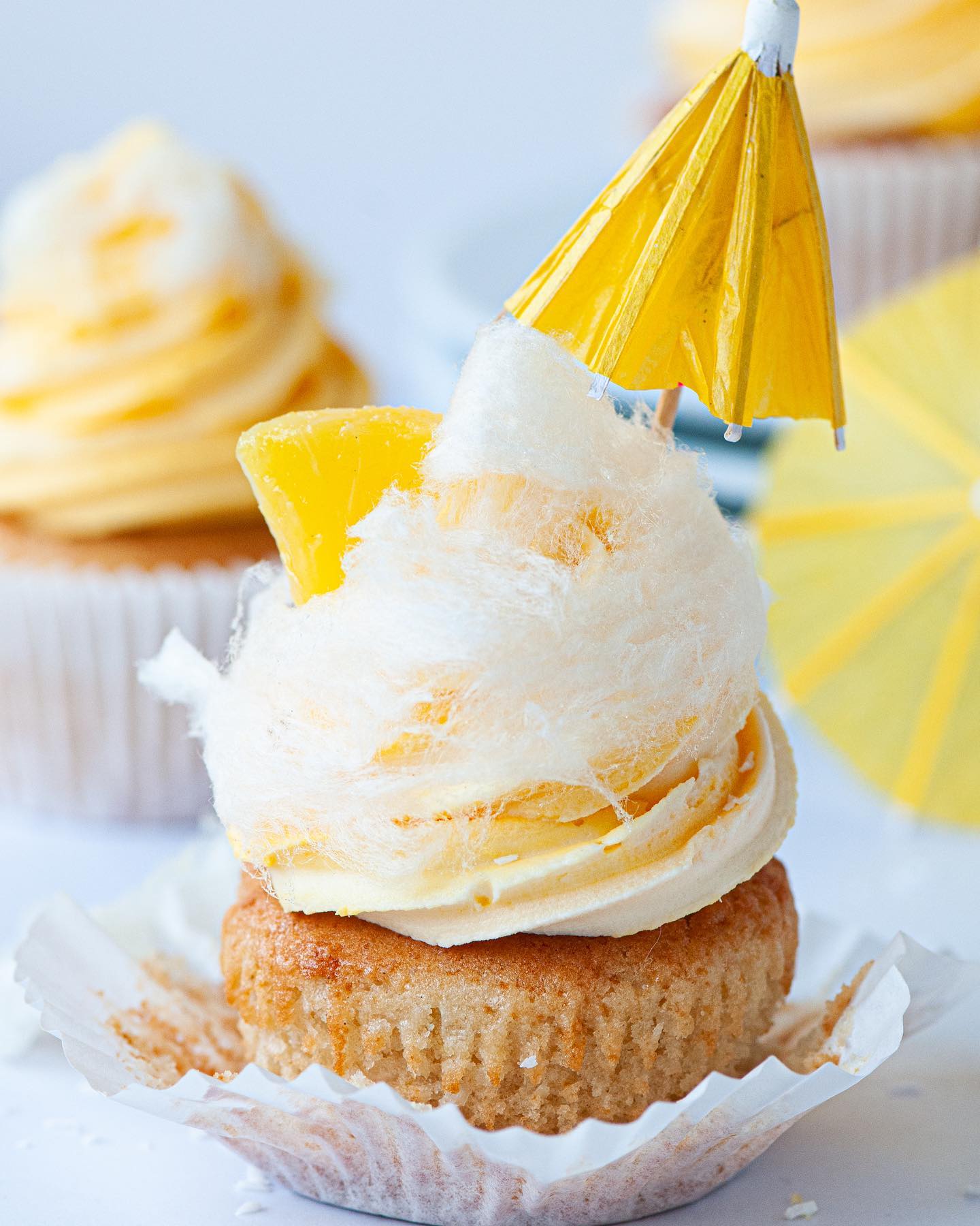 Piña Colada Candy Floss Cupcakes