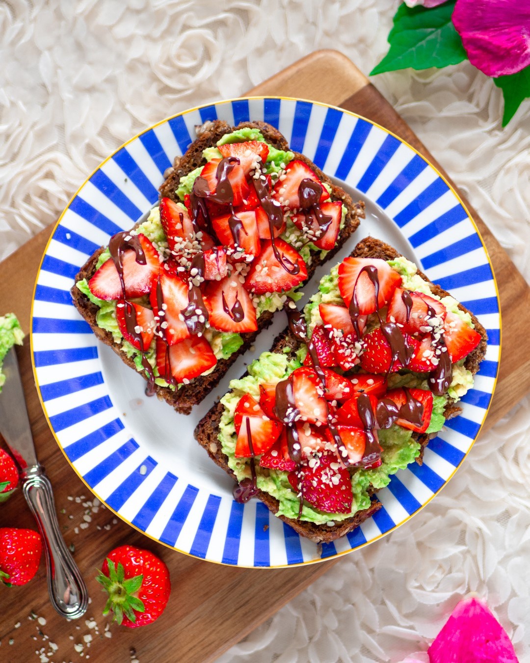 Avocado Strawberry Chocolate Toast