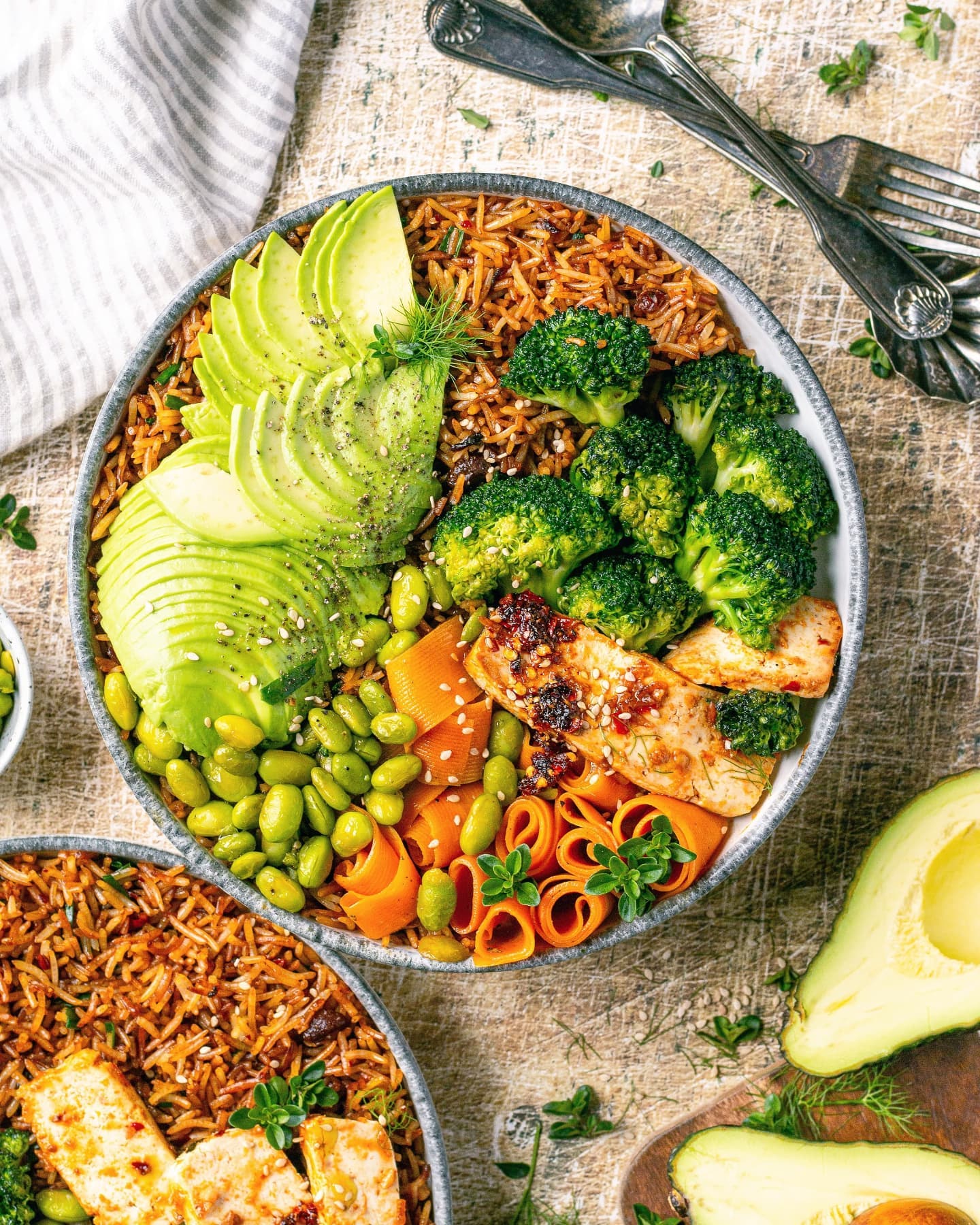 Avocado Fried Rice with Stir-Fry Vegetables