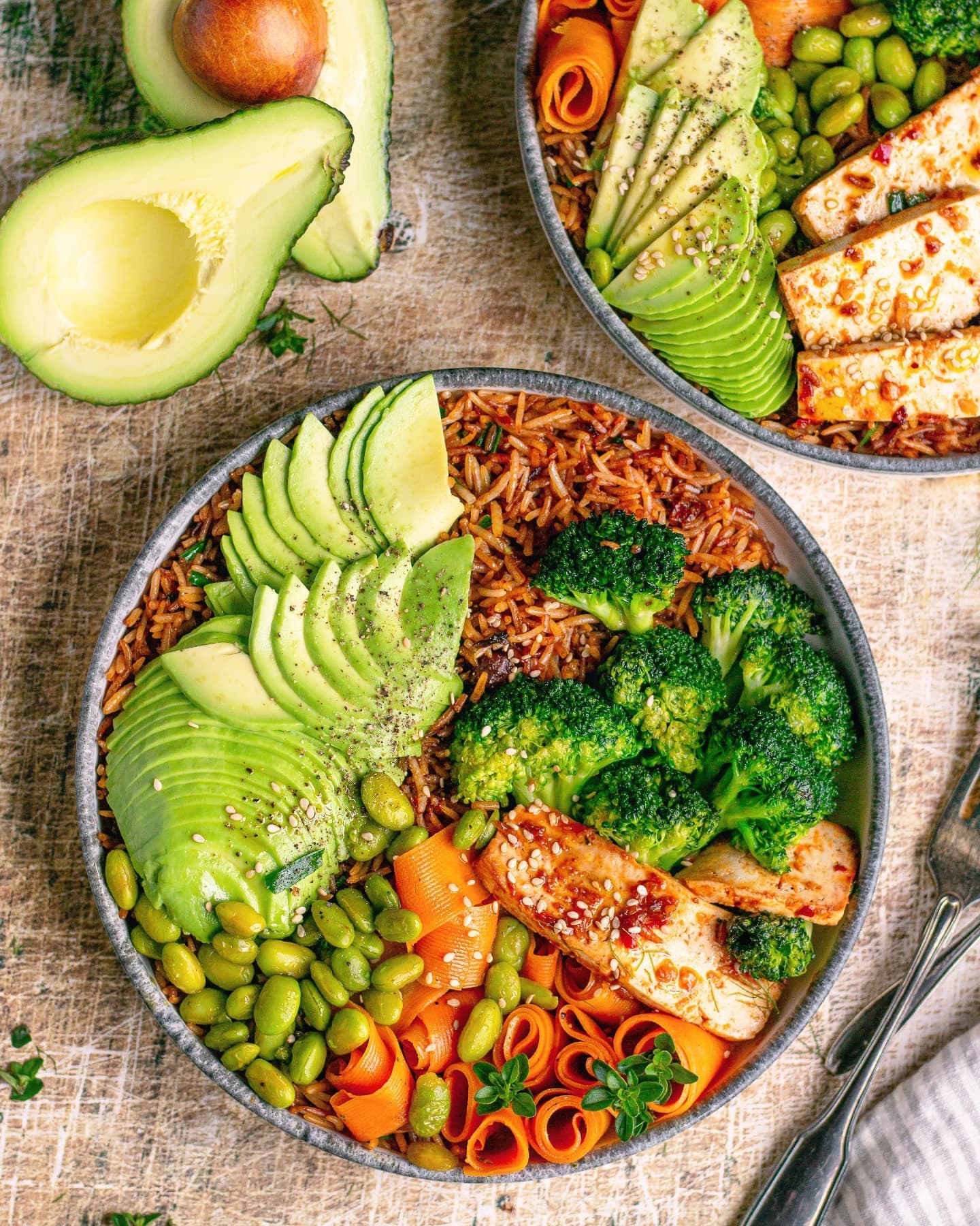 Avocado Fried Rice with Stir-Fry Vegetables