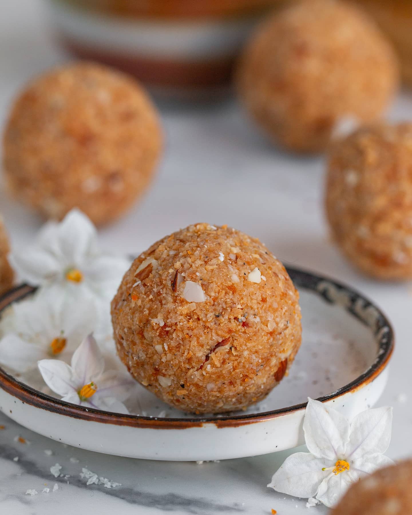 Toasted Coconut Ladoos (Coconut Bliss Balls)