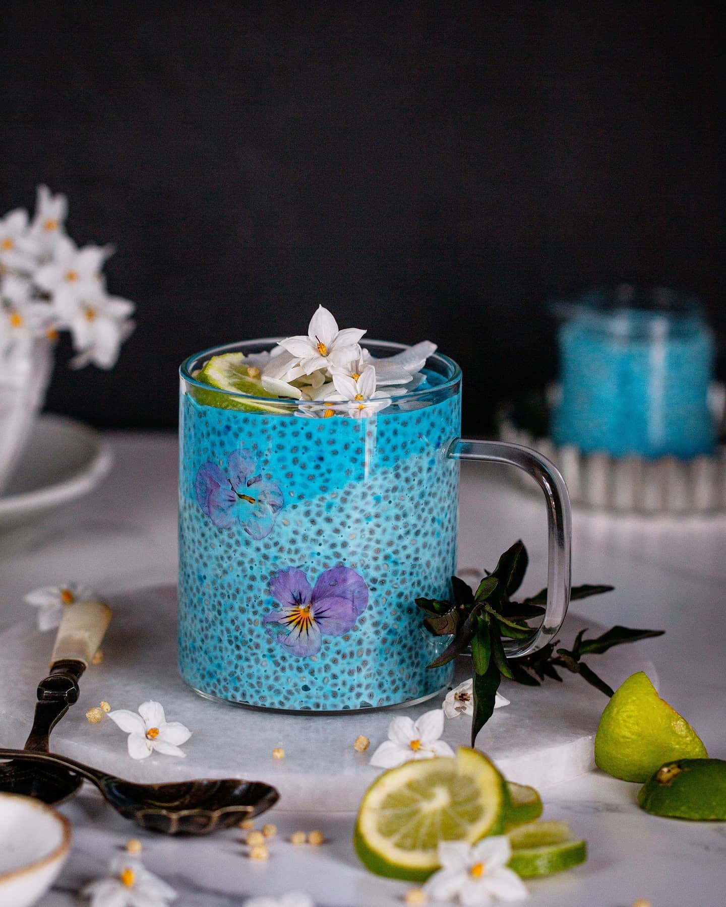 Coconut Butterfly Pea Flower Chia Pudding