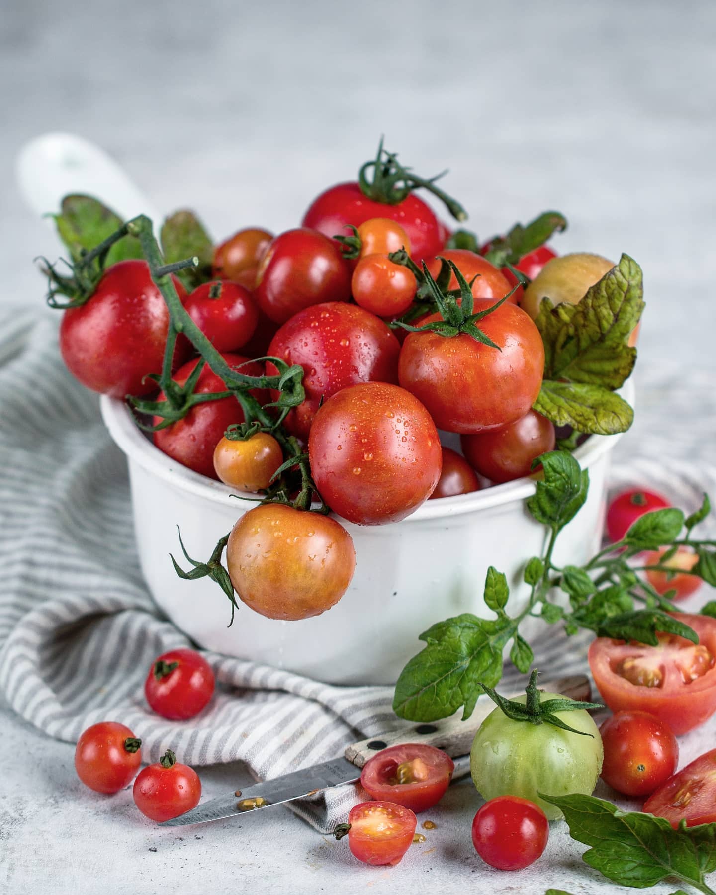 Roasted Tomato Salad with Coriander Dressing and Hung Yogurt