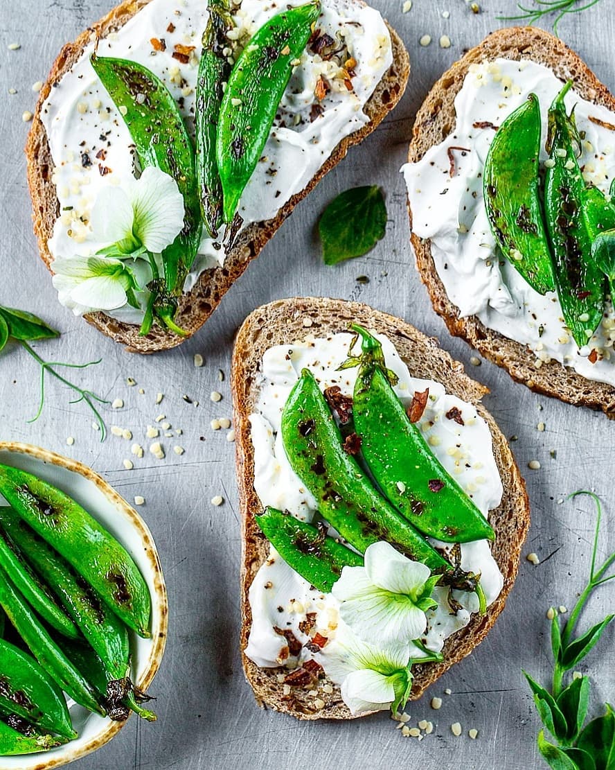 Pan-Roasted Pea Toast with Cashew Cream