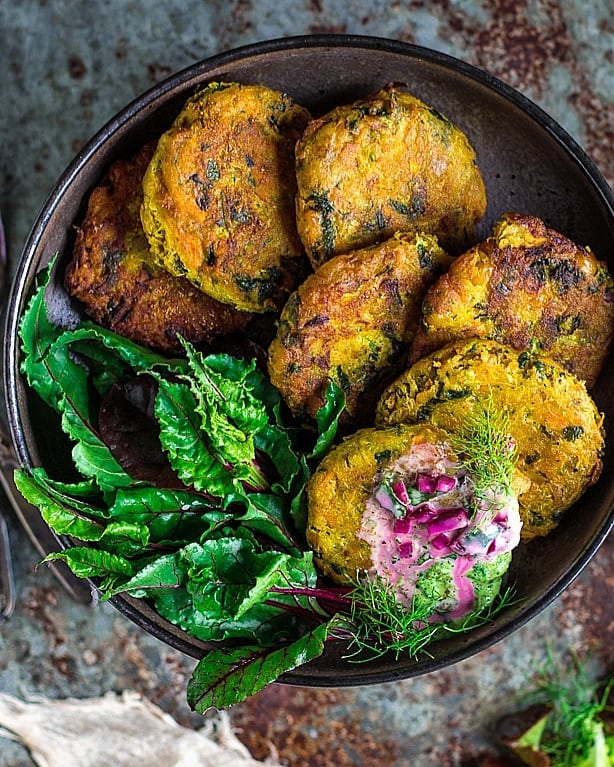 Crispy Zucchini Fritters with Veggies