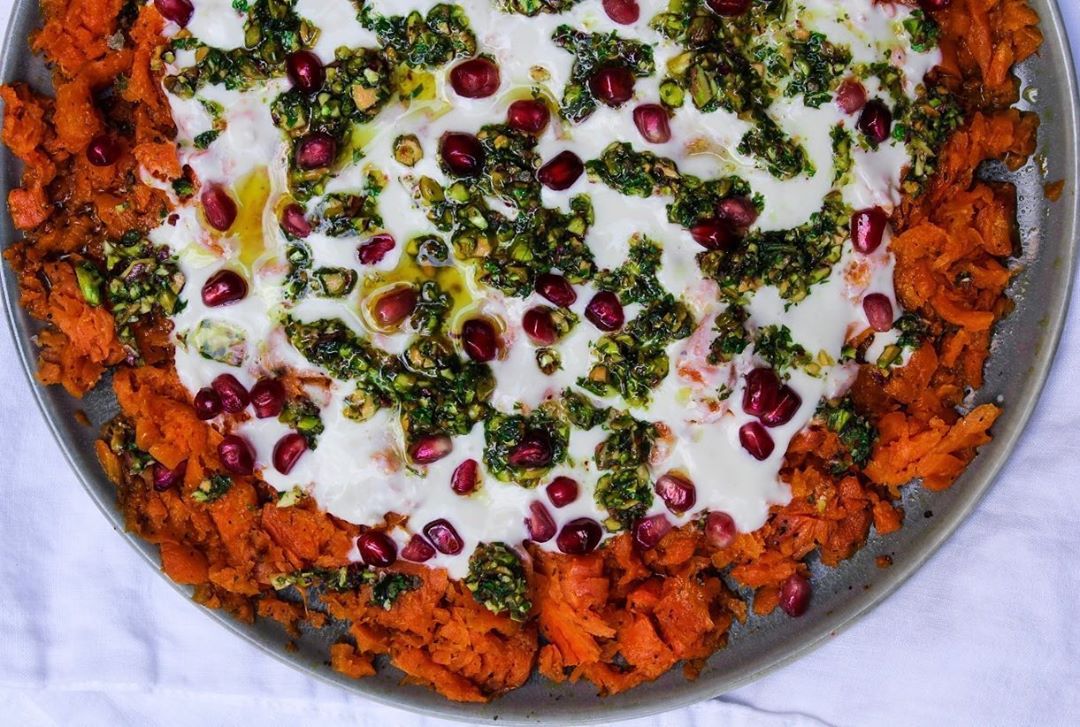 Za'atar Spiced Carrot Mash with Pesto